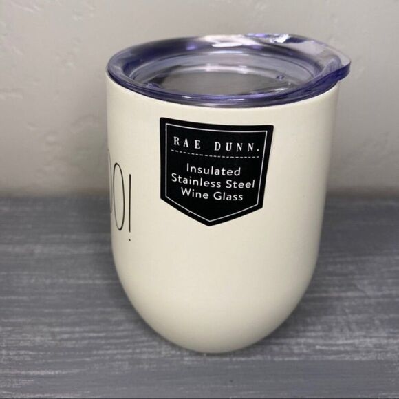 New Rae Dunn BOO Cream Colored Metal Insulated Wine Tumbler - Picture 5 of 5